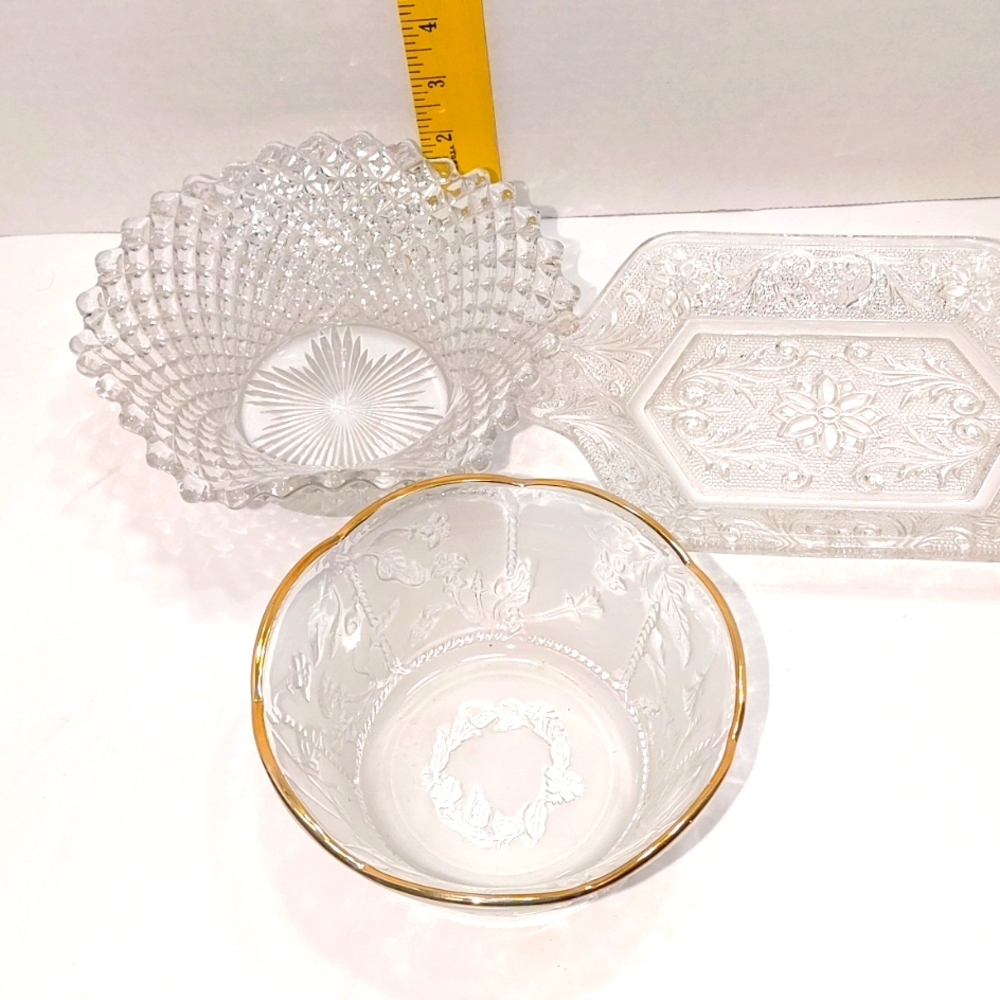 Three vintage glass dishes